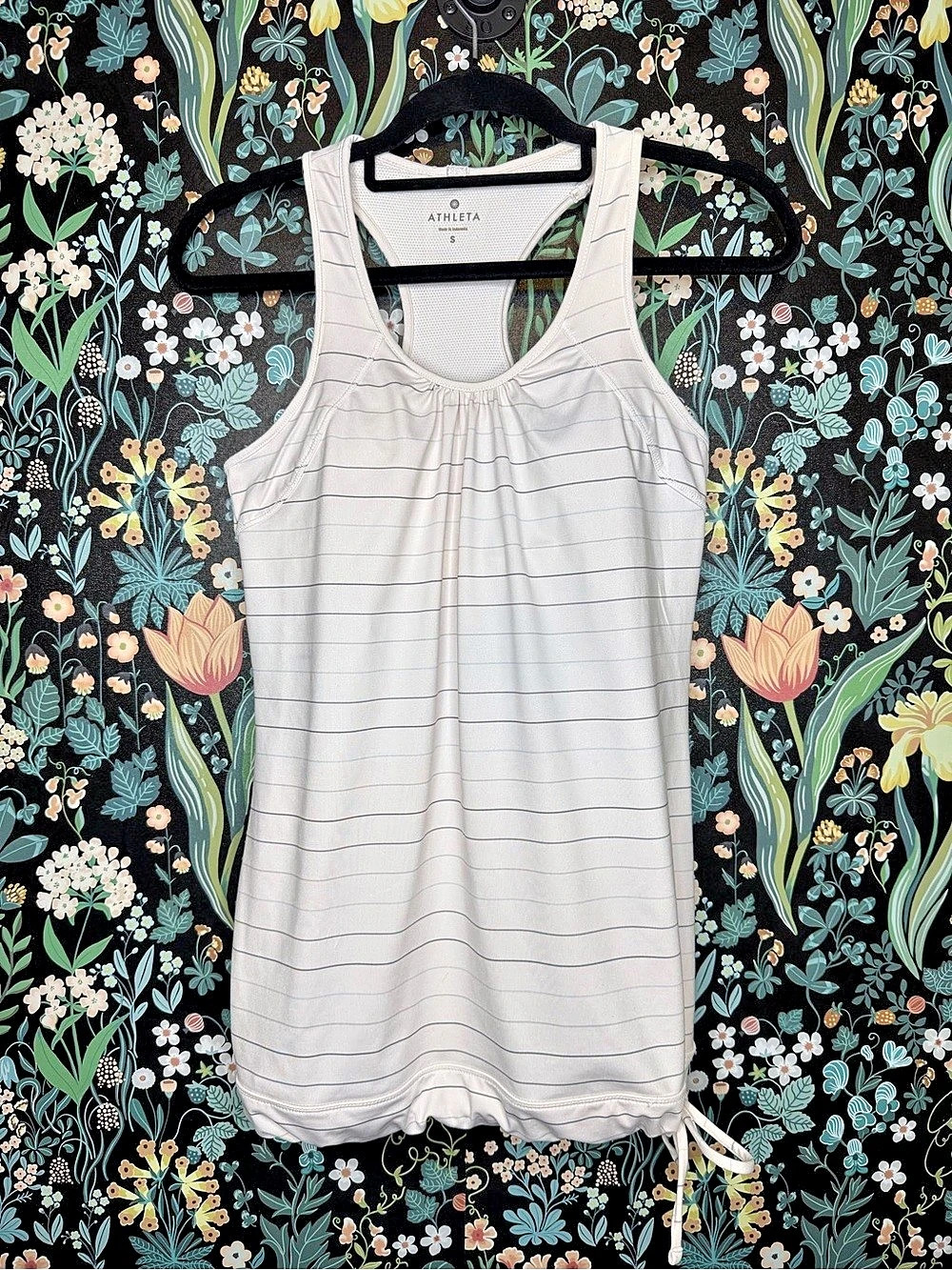 Athleta Essence Cinch Tank Striped White Small